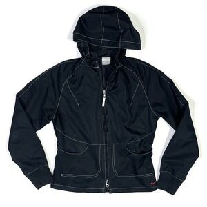Nike Jacket Windbreaker Youth Size S (4-6) Black Zip Hooded Activewear